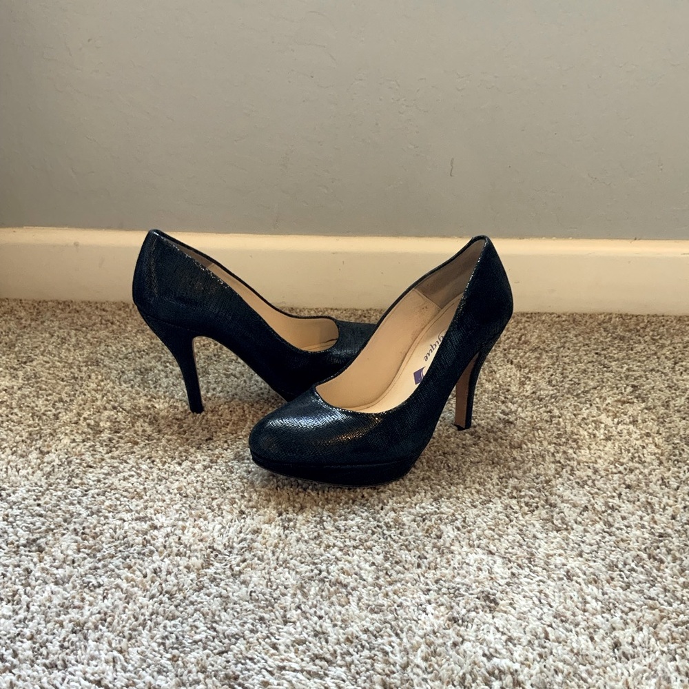 Custom 4” Pumps in Black Leather - Size 37W